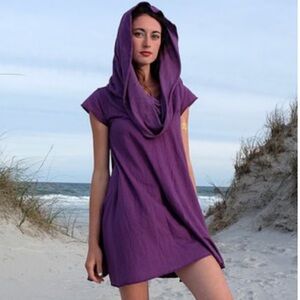 Gaia Conceptions Wander Super Cowl Neck Lagenlook Tunic in Sandalwood 100%Linen